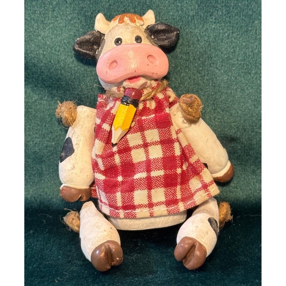 Russ Berrie and Company shelf sitter Cow mini kins pencil teacher collectible